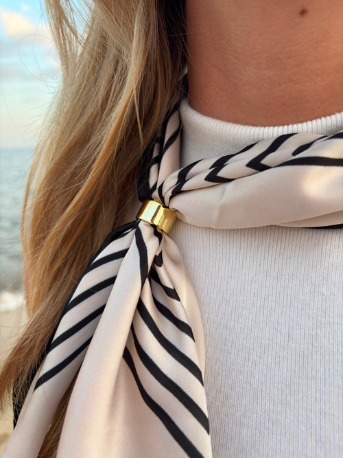 Breton Scarf worn as neckerchief at the beach