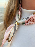 Jardin Scarf worn as neckerchief at the beach